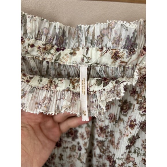 Free People Women’s M Floral Off The Shoulder Smocked Bodysuit Top - Picture 6 of 8